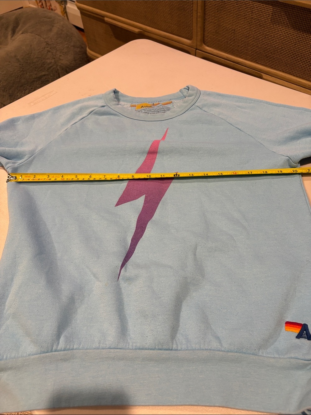 Aviator Nation - Women's Lightning Bolt Fade Crewneck sweatshirt. Small. Blue - Picture 12 of 16